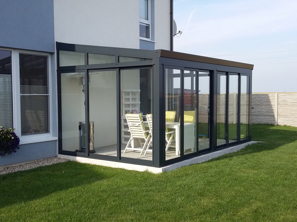 Hliníková zimní zahrada antracit RAL 7016 400 x 350 cm provedení PROFI